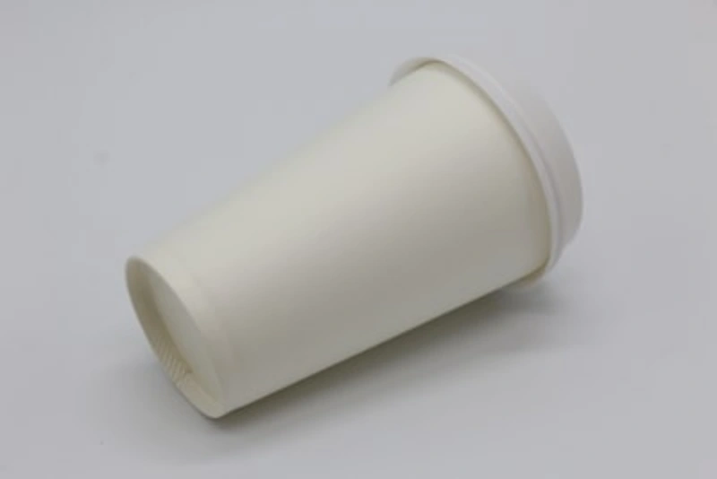 Paper coffee cup cross-section showing PLA and water-based coatings